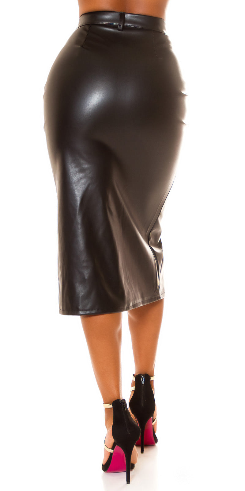 High Waist Faux Leather Skirt