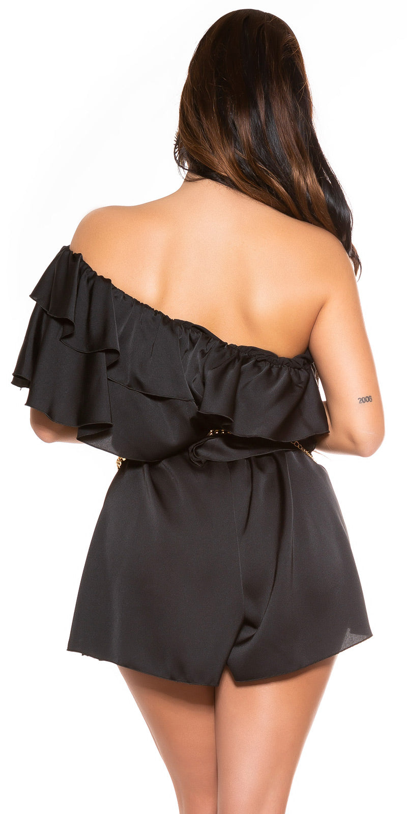 Strapless satin playsuit