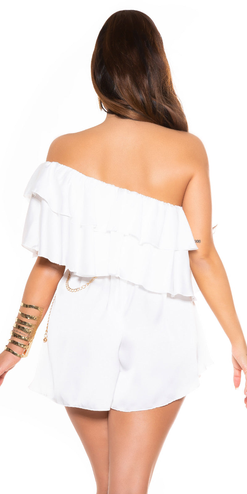 Strapless satin playsuit