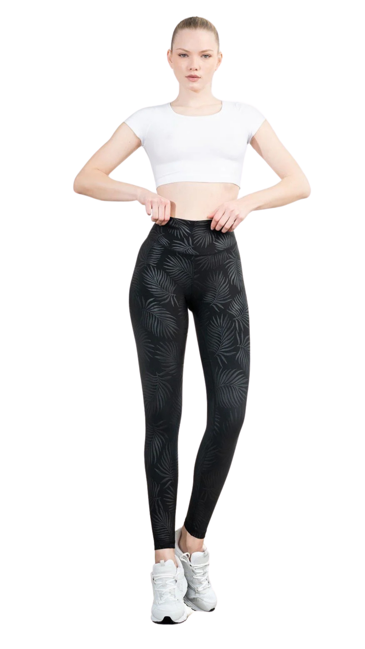 Patterned Leather Look Leggings - Les Noirs