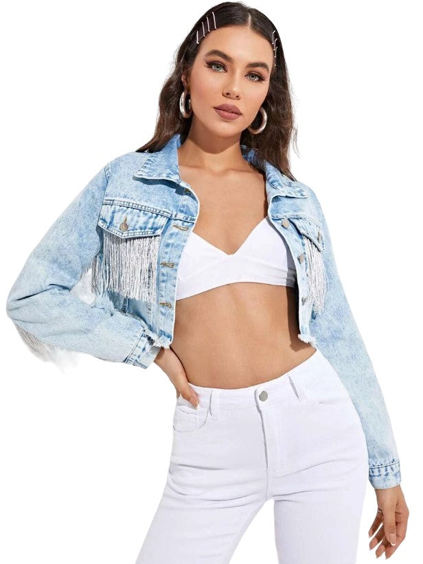 Veste en Jean Full à Frange