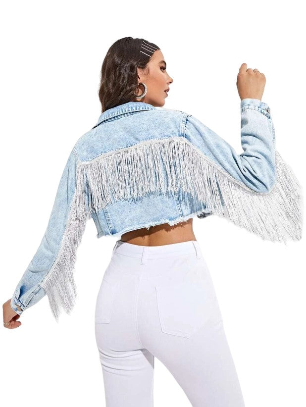 Veste en Jean Full à Frange