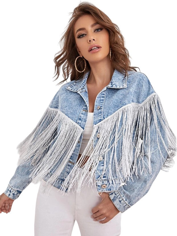 Veste en Jean Cochella à Frange