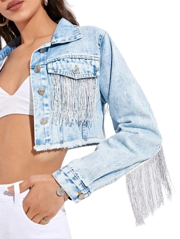 Veste en Jean Full à Frange
