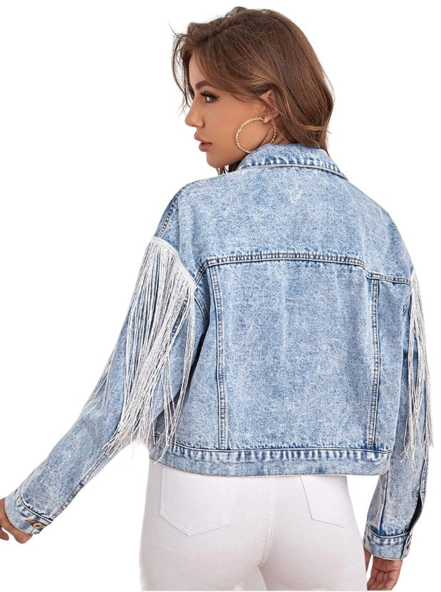 Veste en Jean Cochella à Frange