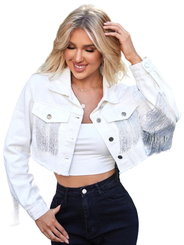 Veste en Jean Full à Frange