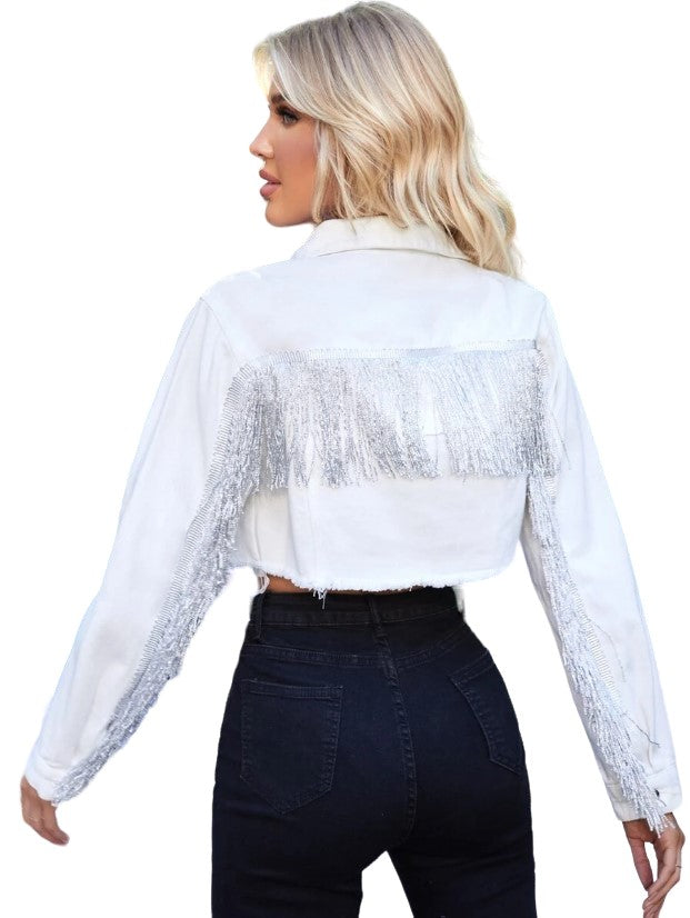 Veste en Jean Full à Frange
