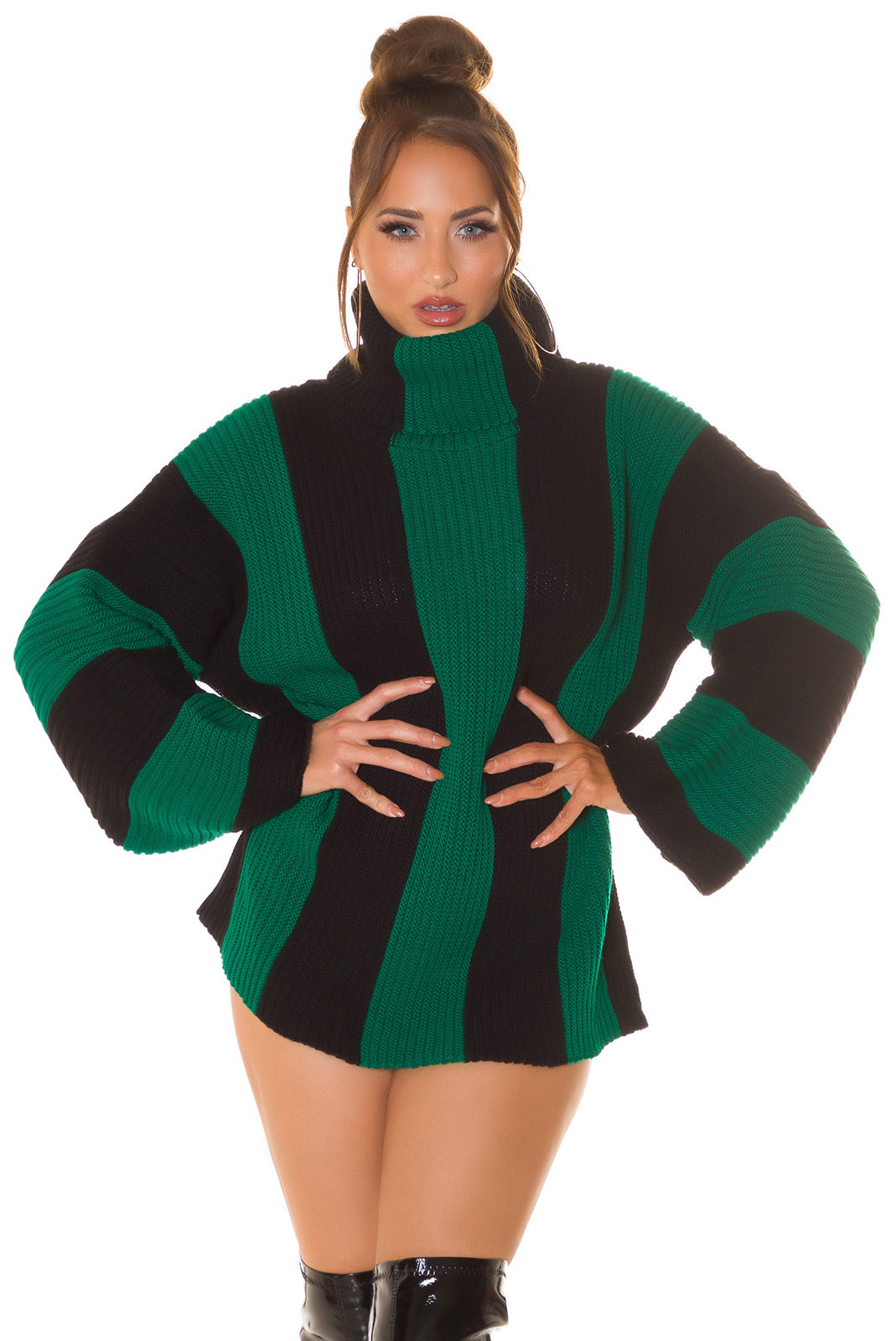 Glamy Turtleneck Sweater Dress